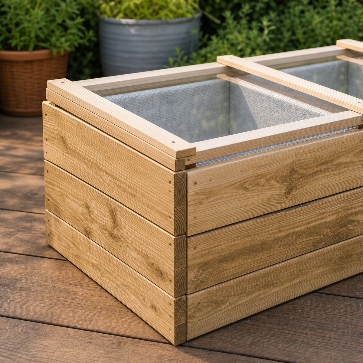 Serre de jardin 200 x 50 x 35 cm en pin imprégné avec toit | Atelier Solarya