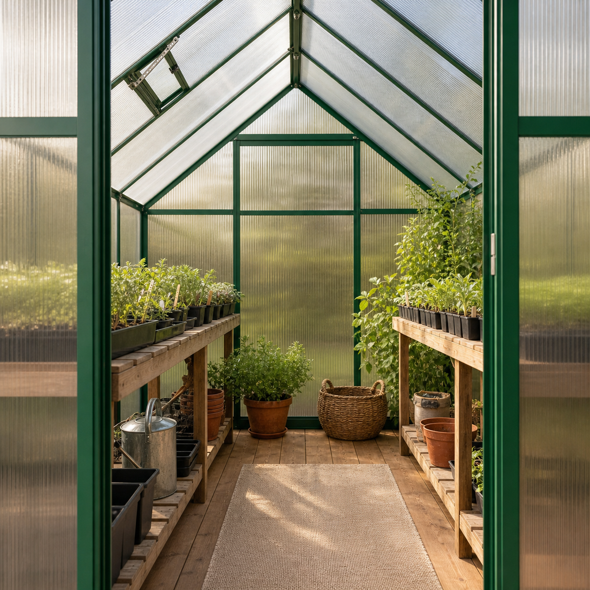 Serre de jardin verte 3,79 m² en  polycarbonate | Atelier Solarya