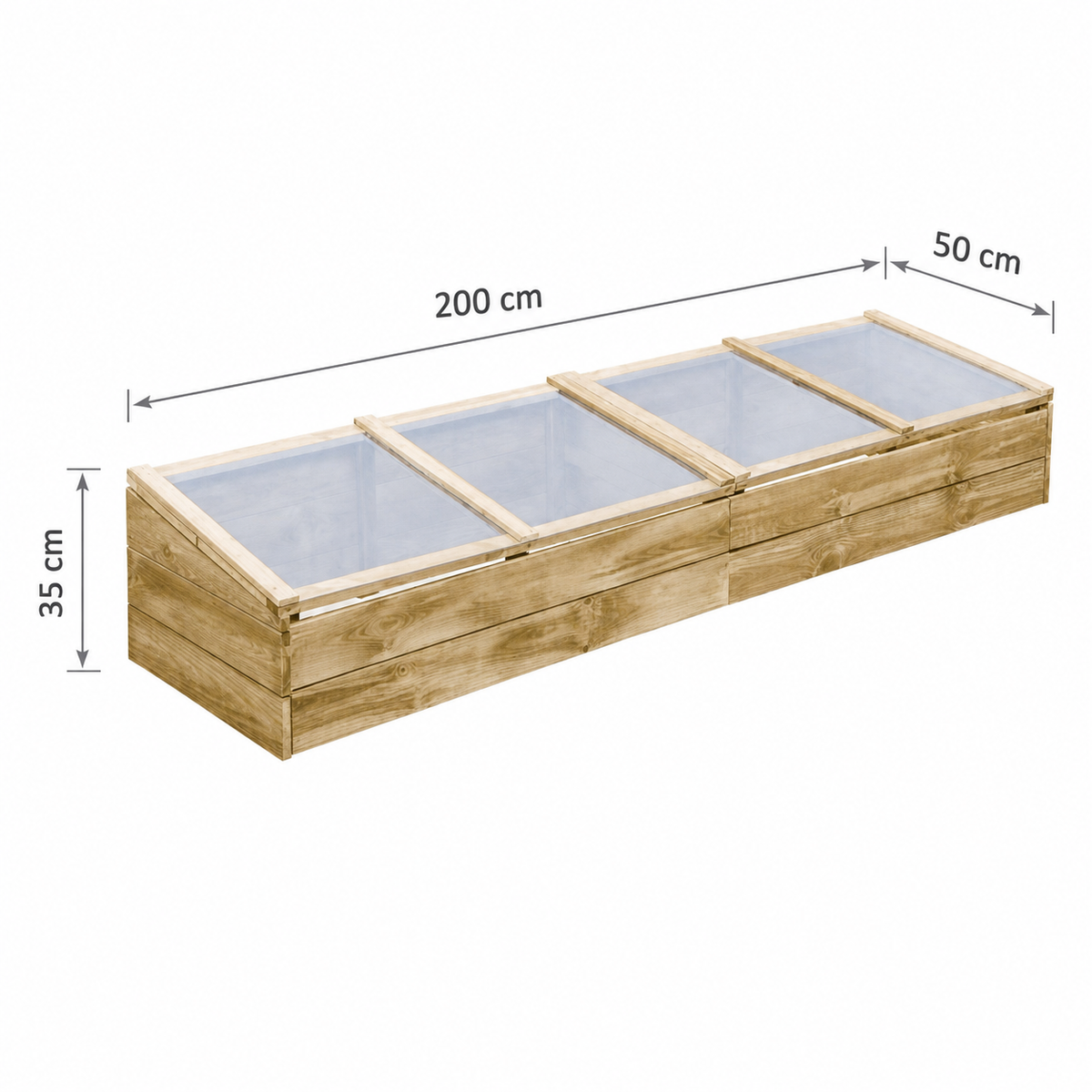 Serre de jardin 200 x 50 x 35 cm en pin imprégné avec toit | Atelier Solarya