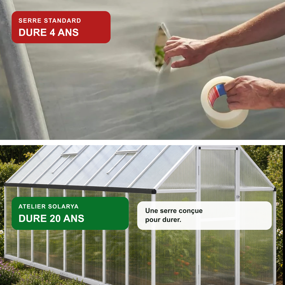 Serre de jardin 7,52 m² en polycarbonate | Atelier Solarya