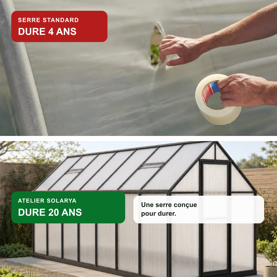 Serre de jardin anthracite 7,52 m² anthracite en polycarbonate | Atelier Solarya