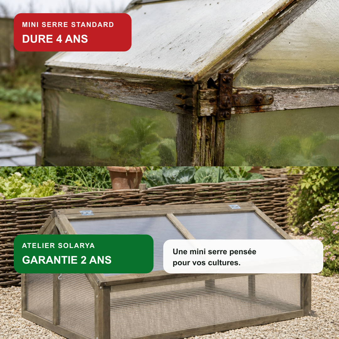Mini-serre de jardin 114 x 80 x 50 cm en bois de sapin | Atelier Solarya