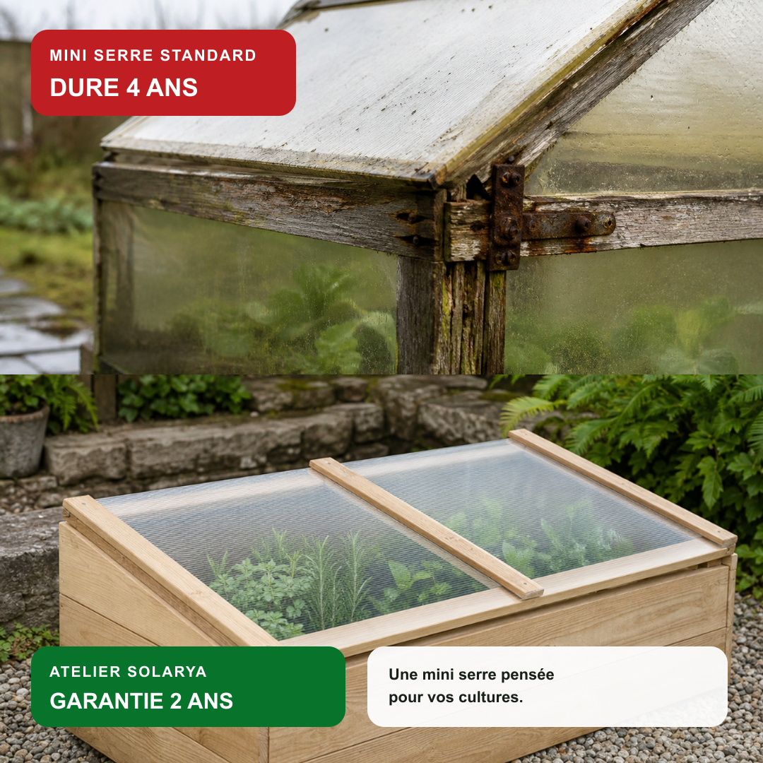 Mini-serre de jardin 100 x 50 x 35 cm en pin | Atelier Solarya
