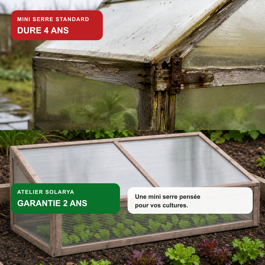 Mini-serre de jardin grise 110 x 56 x 39 cm polycarbonate en bois | Atelier Solarya