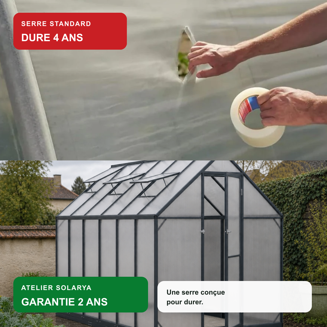 Serre de jardin anthracite 7,77 m² en aluminium | Atelier Solarya