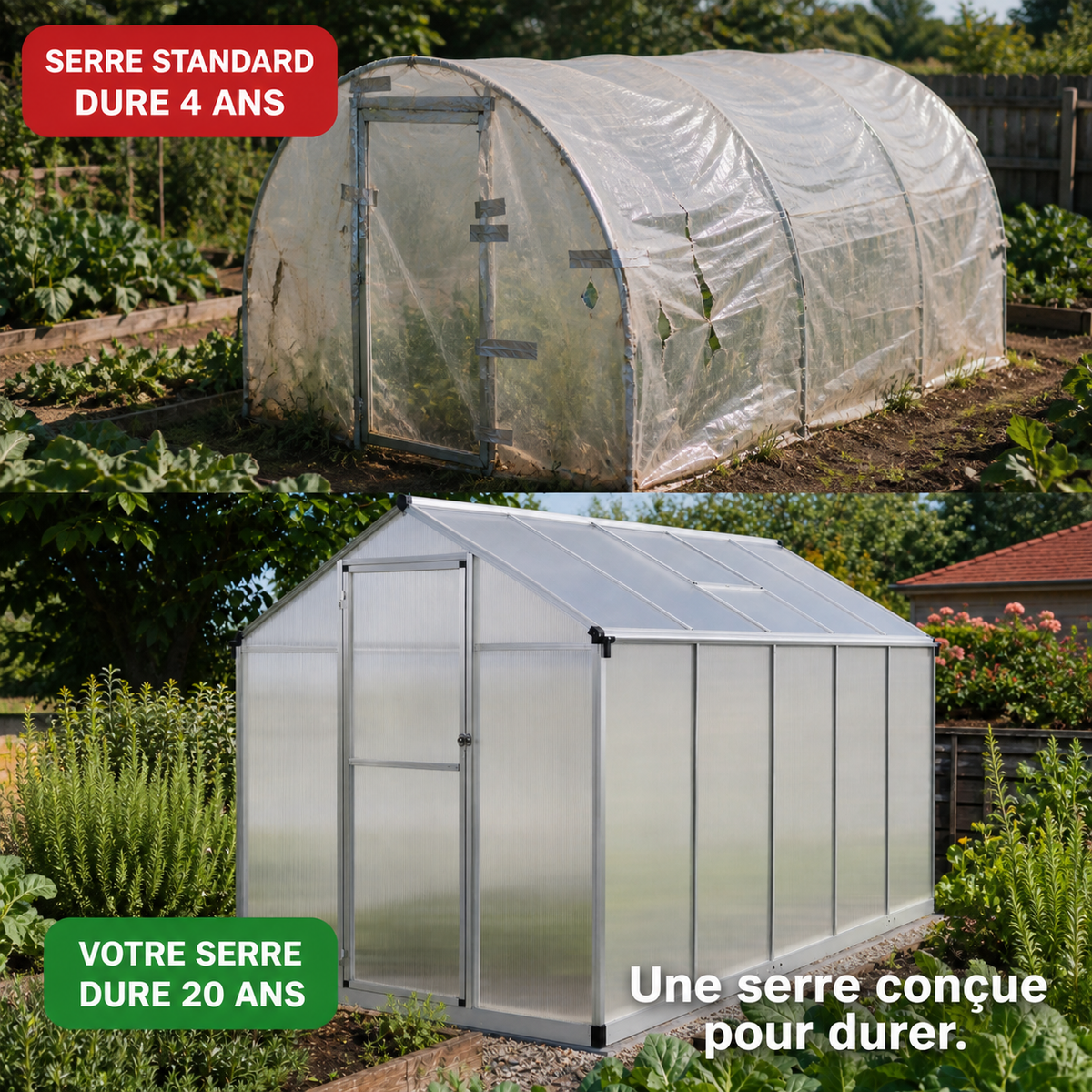 Serre de jardin 5,74 m² en aluminium et polycarbonate | Atelier Solarya