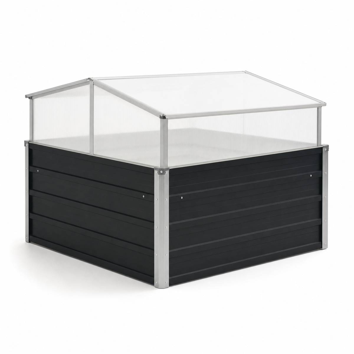 Mini-serre 100 x 100 x 77 cm anthracite en acier galvanisé | Atelier Solarya