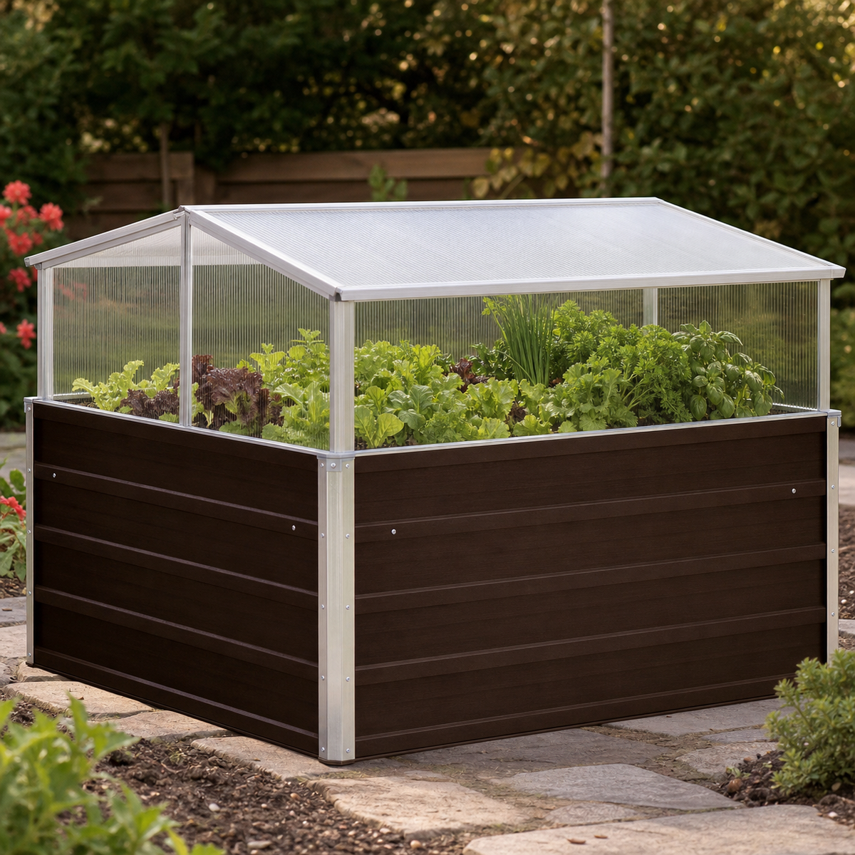 Mini-serre de jardin 100 x 100 x 85 cm marron en acier | Atelier Solarya