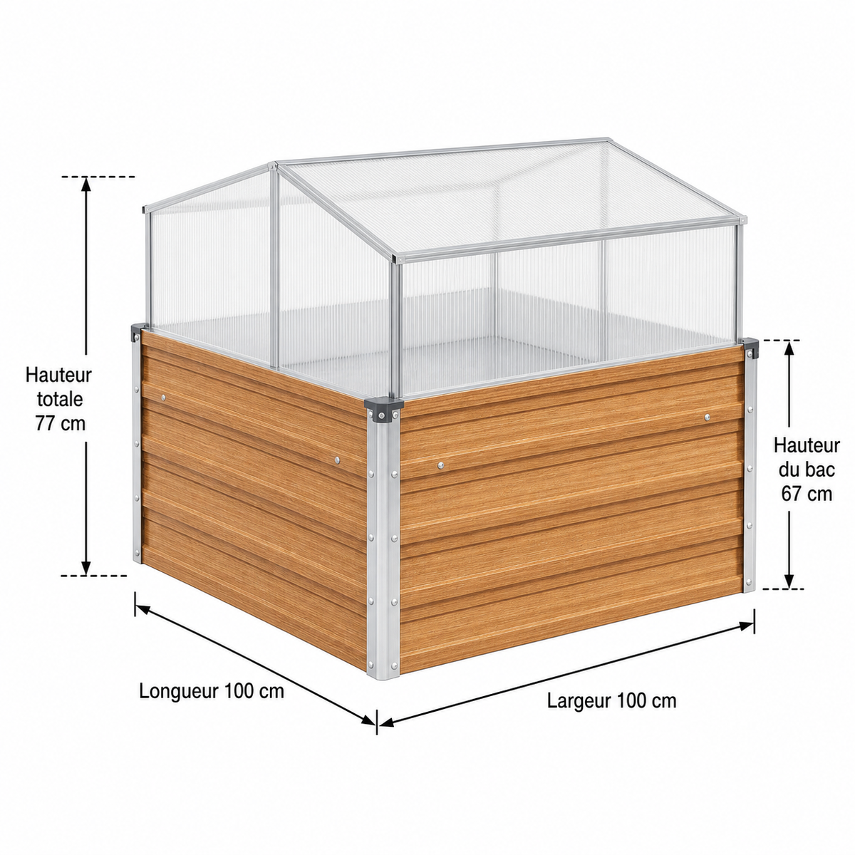 Mini-serre 100 x 100 x 77 cm en effet bois marron | Atelier Solarya