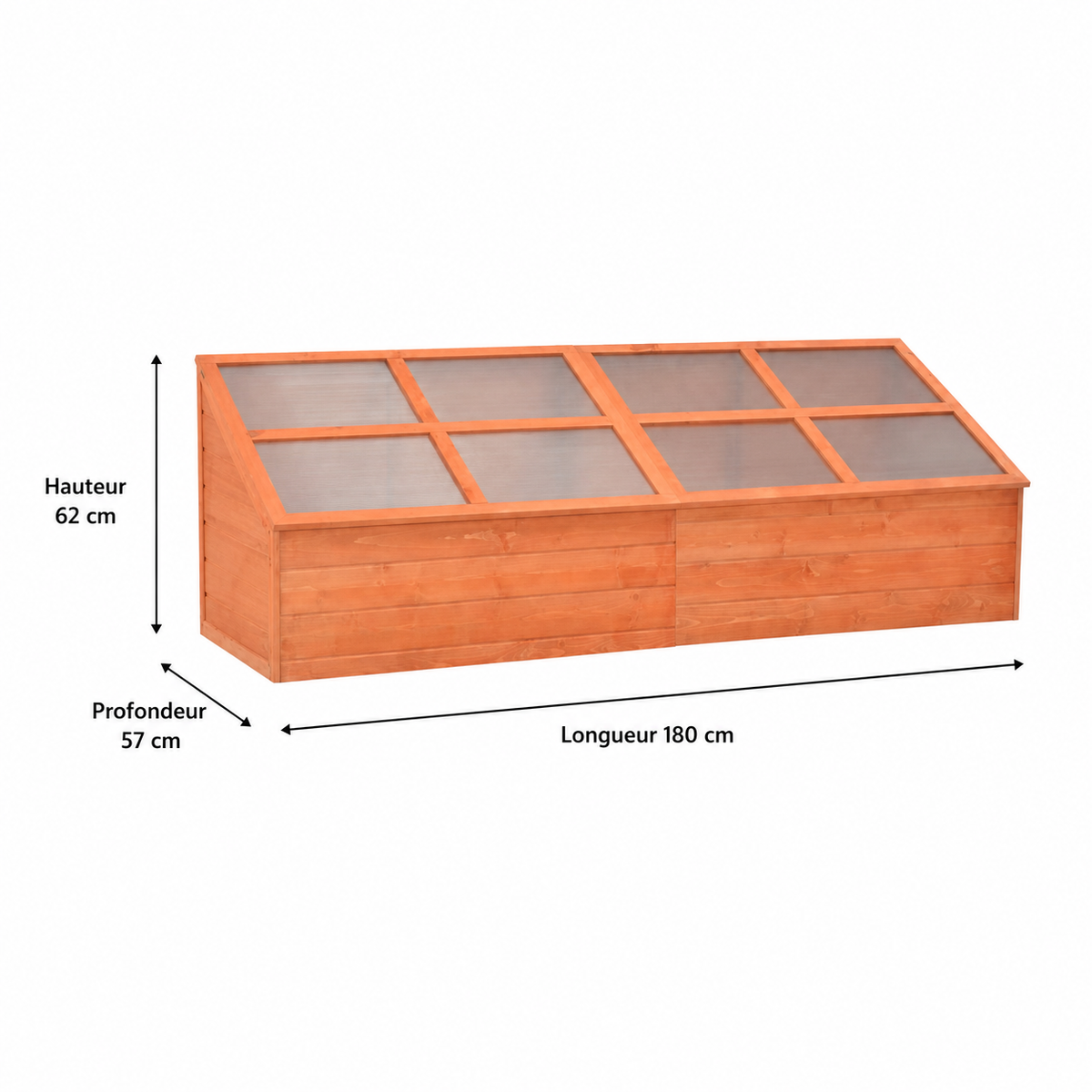Mini-serre de jardin 180 x 57 x 62 cm polycarbonate en bois | Atelier Solarya
