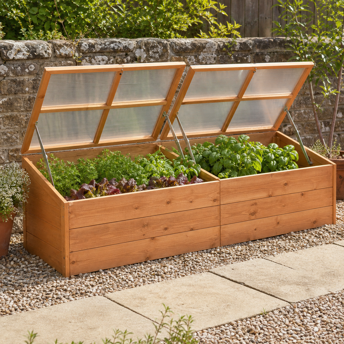 Mini-serre de jardin 180 x 57 x 62 cm polycarbonate en bois | Atelier Solarya