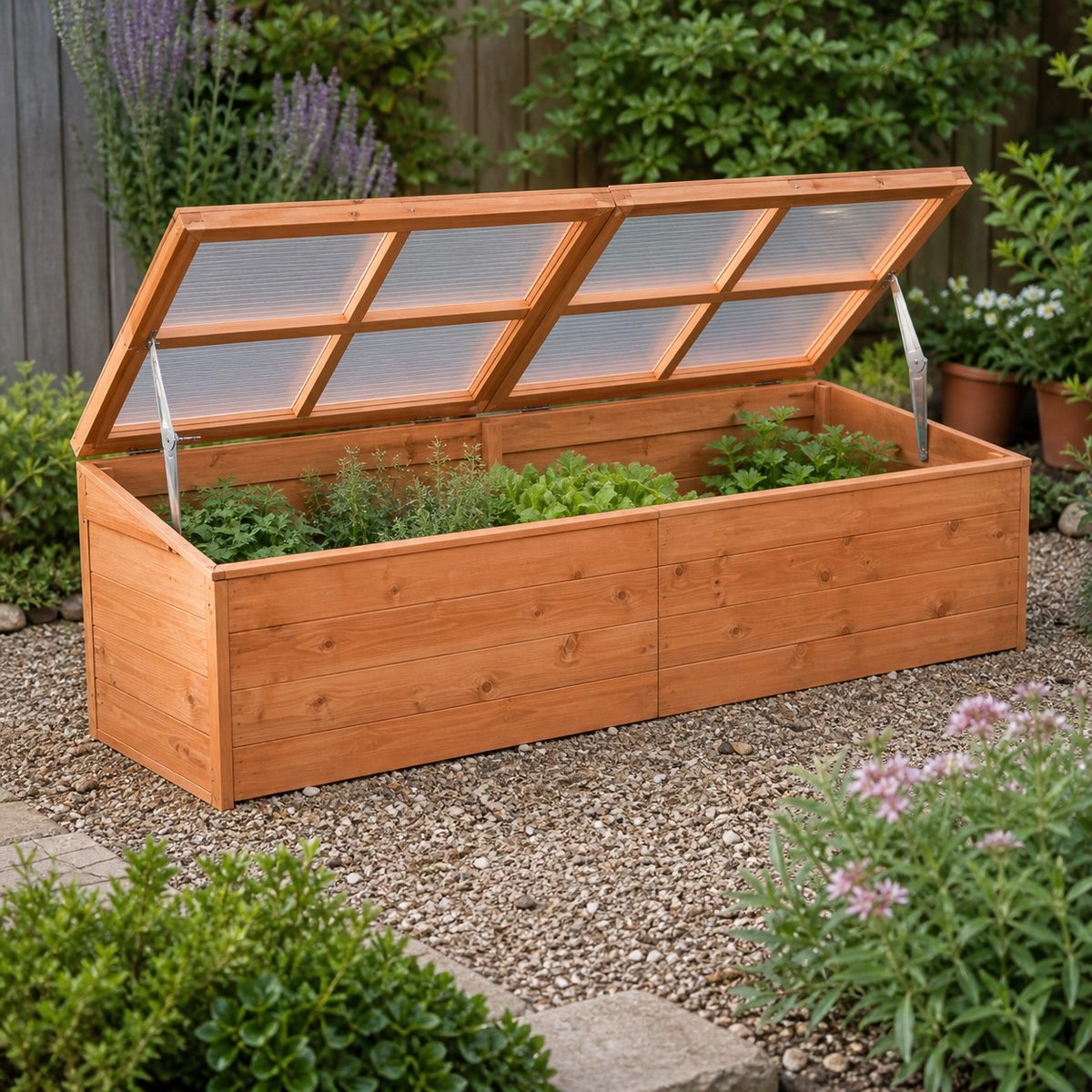 Mini-serre de jardin 180 x 57 x 62 cm polycarbonate en bois | Atelier Solarya