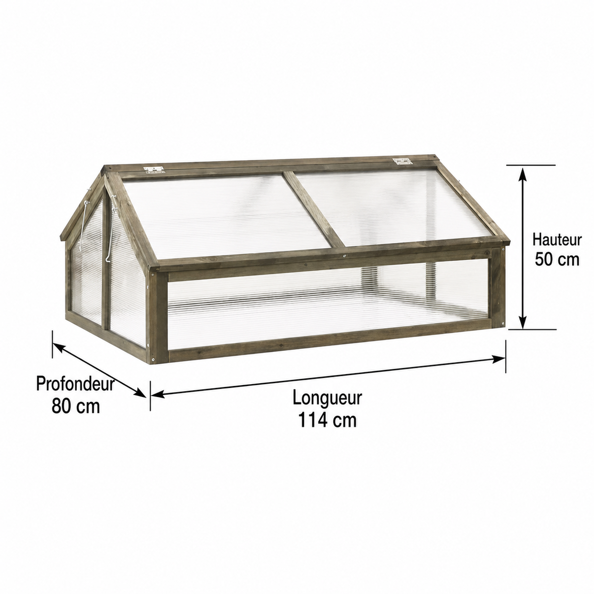 Mini-serre de jardin 114 x 80 x 50 cm en bois de sapin | Atelier Solarya