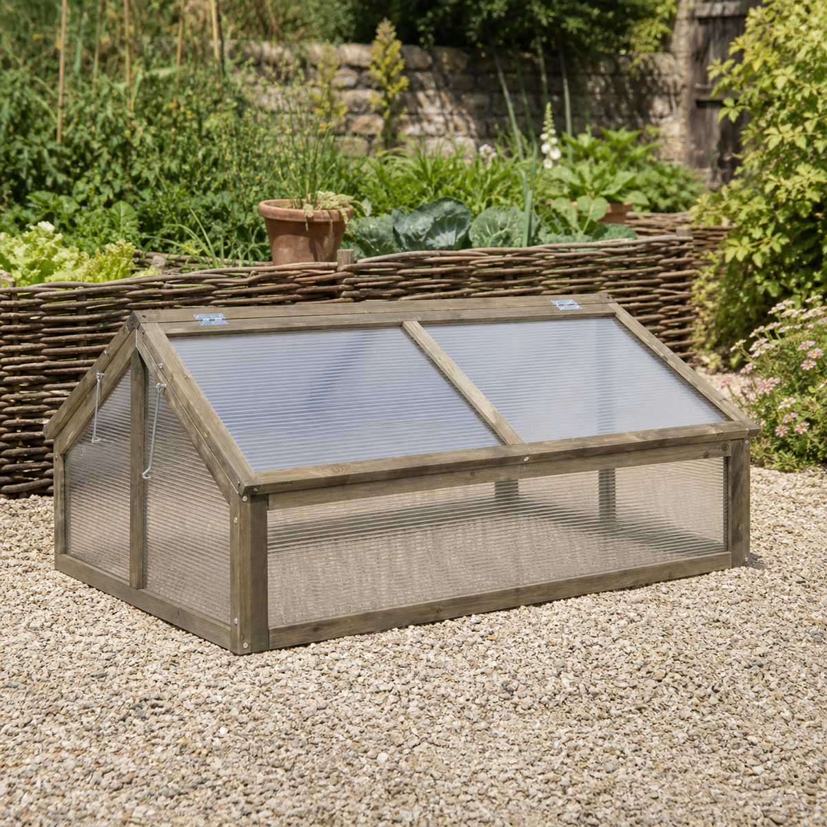 Mini-serre de jardin 114 x 80 x 50 cm en bois de sapin | Atelier Solarya