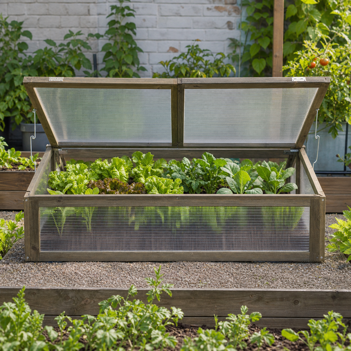 Mini-serre de jardin 114 x 80 x 50 cm en bois de sapin | Atelier Solarya