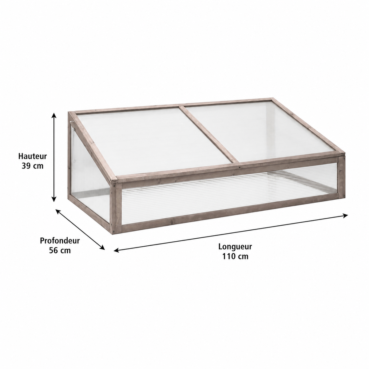 Mini-serre de jardin grise 110 x 56 x 39 cm polycarbonate en bois | Atelier Solarya