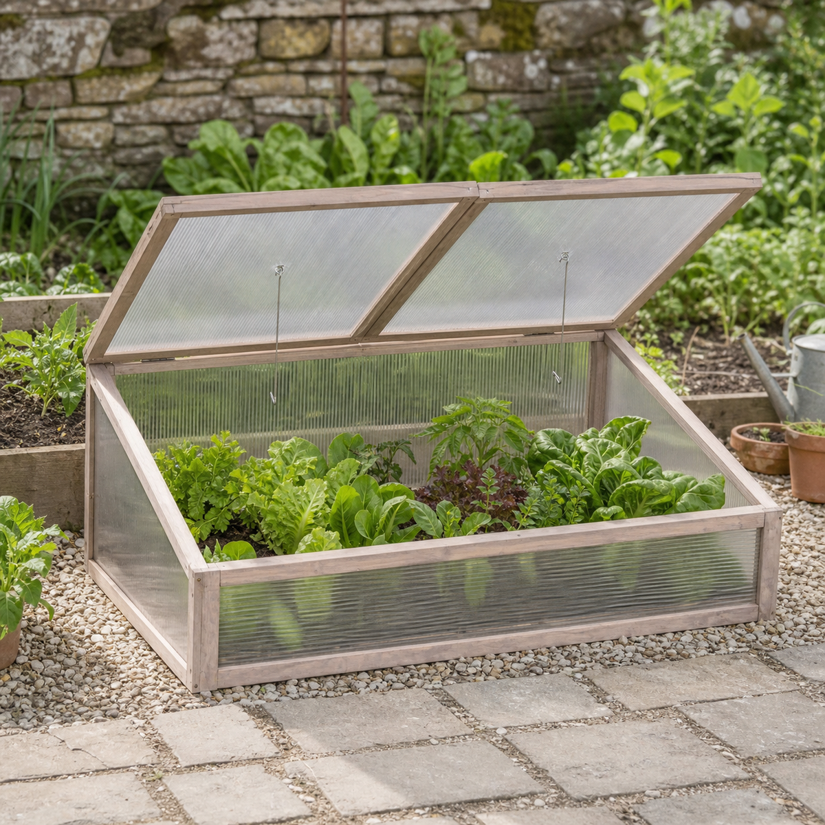 Mini-serre de jardin grise 110 x 56 x 39 cm polycarbonate en bois | Atelier Solarya
