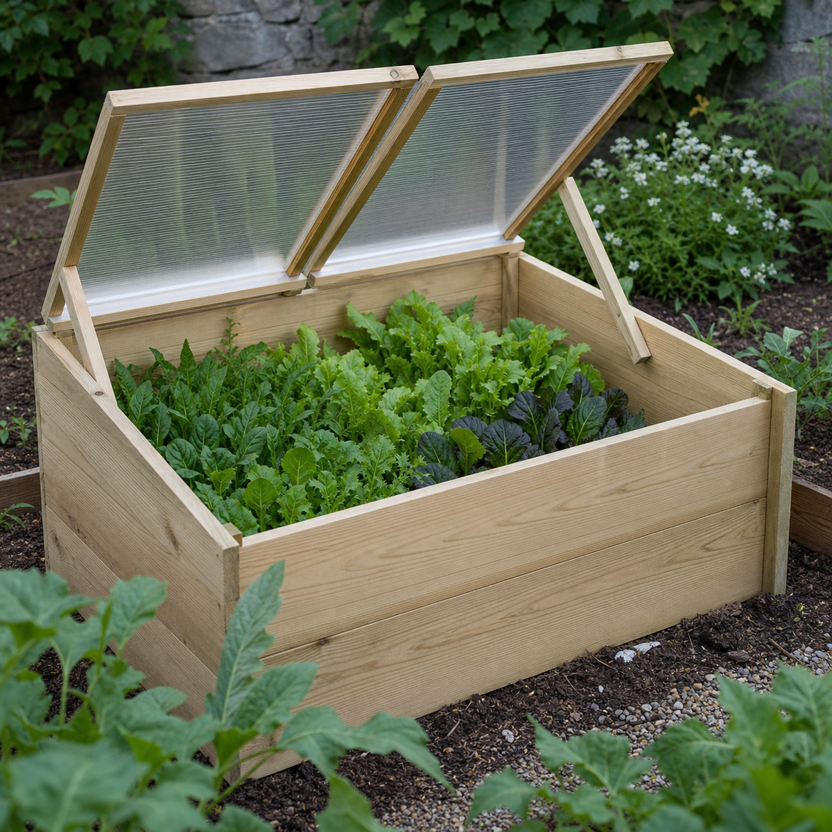 Mini-serre de jardin 100 x 50 x 35 cm en pin | Atelier Solarya