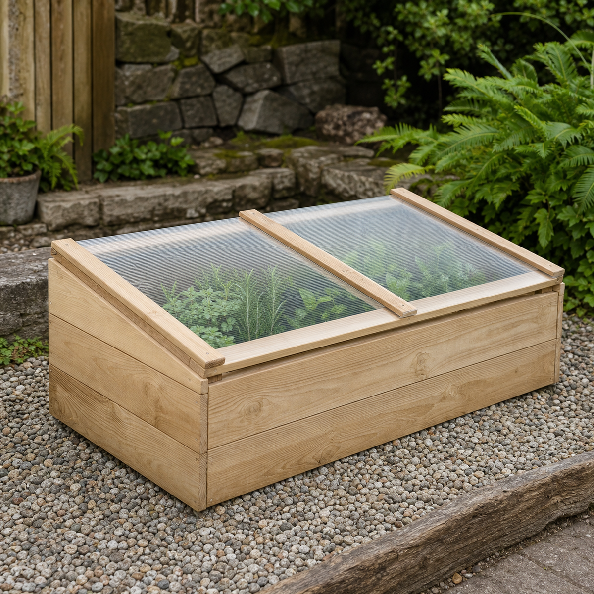 Mini-serre de jardin 100 x 50 x 35 cm en pin | Atelier Solarya