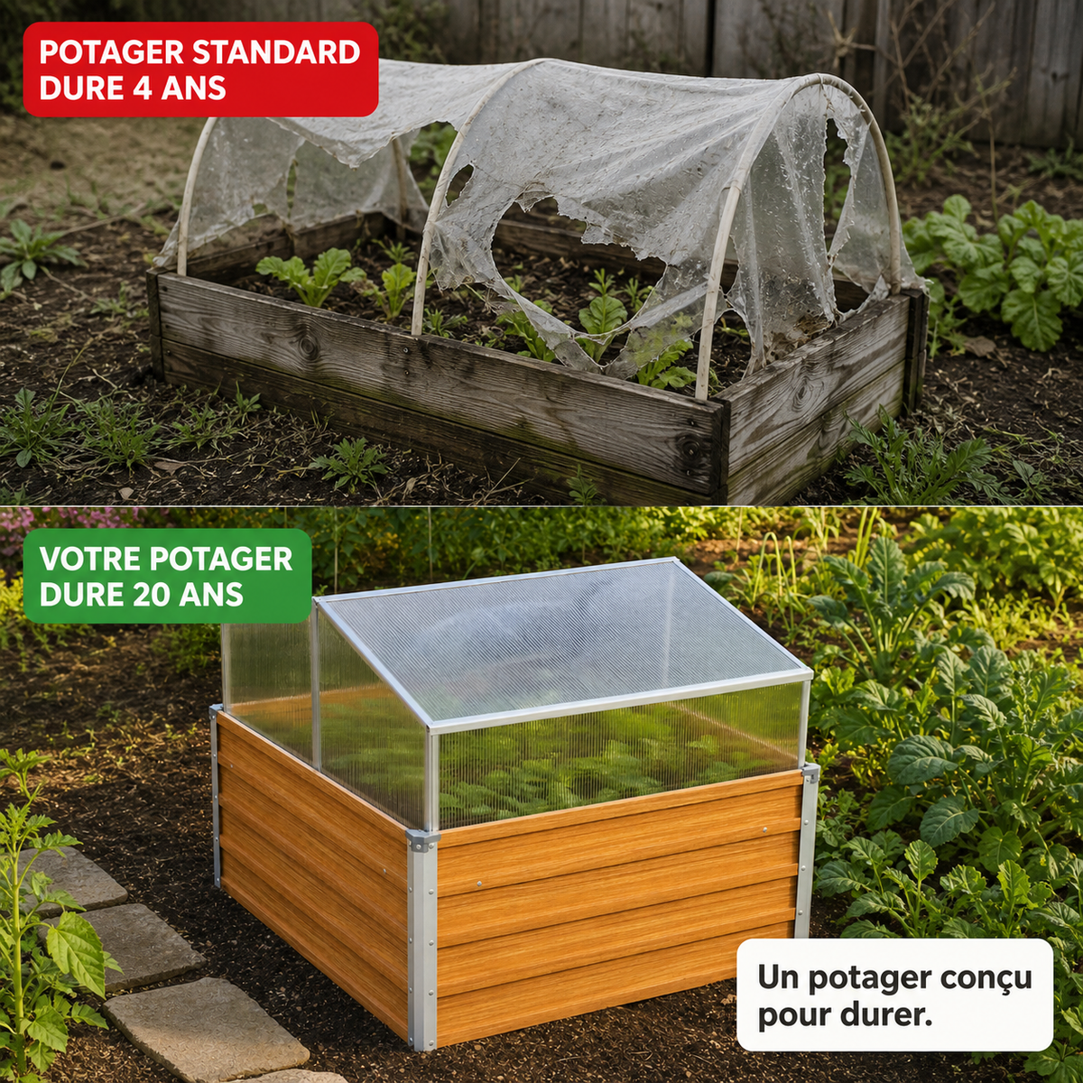 Mini-serre 100 x 100 x 77 cm en effet bois marron | Atelier Solarya