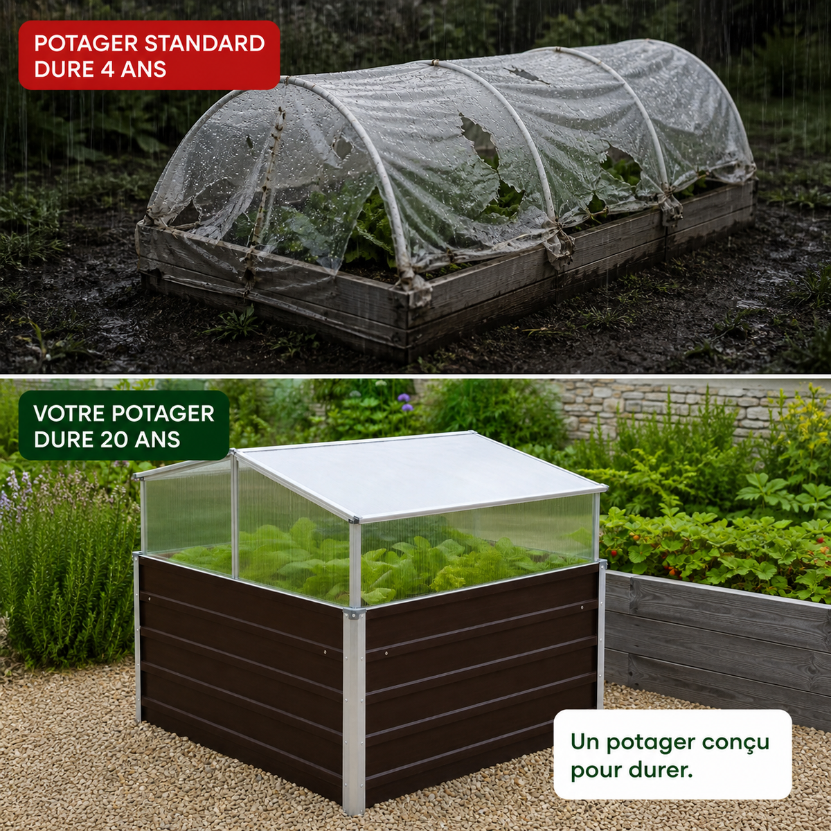 Mini-serre de jardin 100 x 100 x 85 cm marron en acier | Atelier Solarya