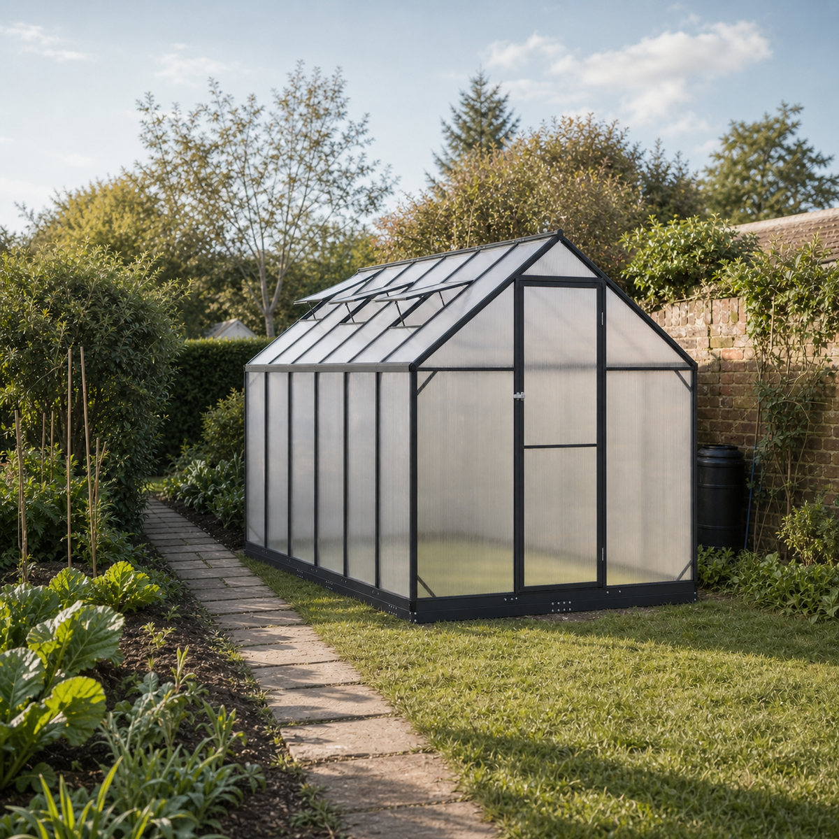 Serre de jardin anthracite 7,77 m² en aluminium | Atelier Solarya