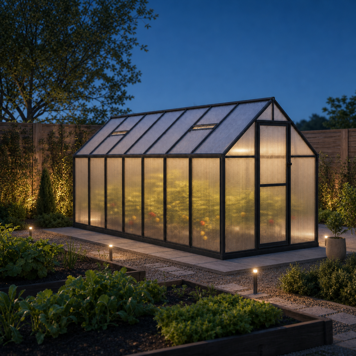 Serre de jardin anthracite 7,52 m² anthracite en polycarbonate | Atelier Solarya