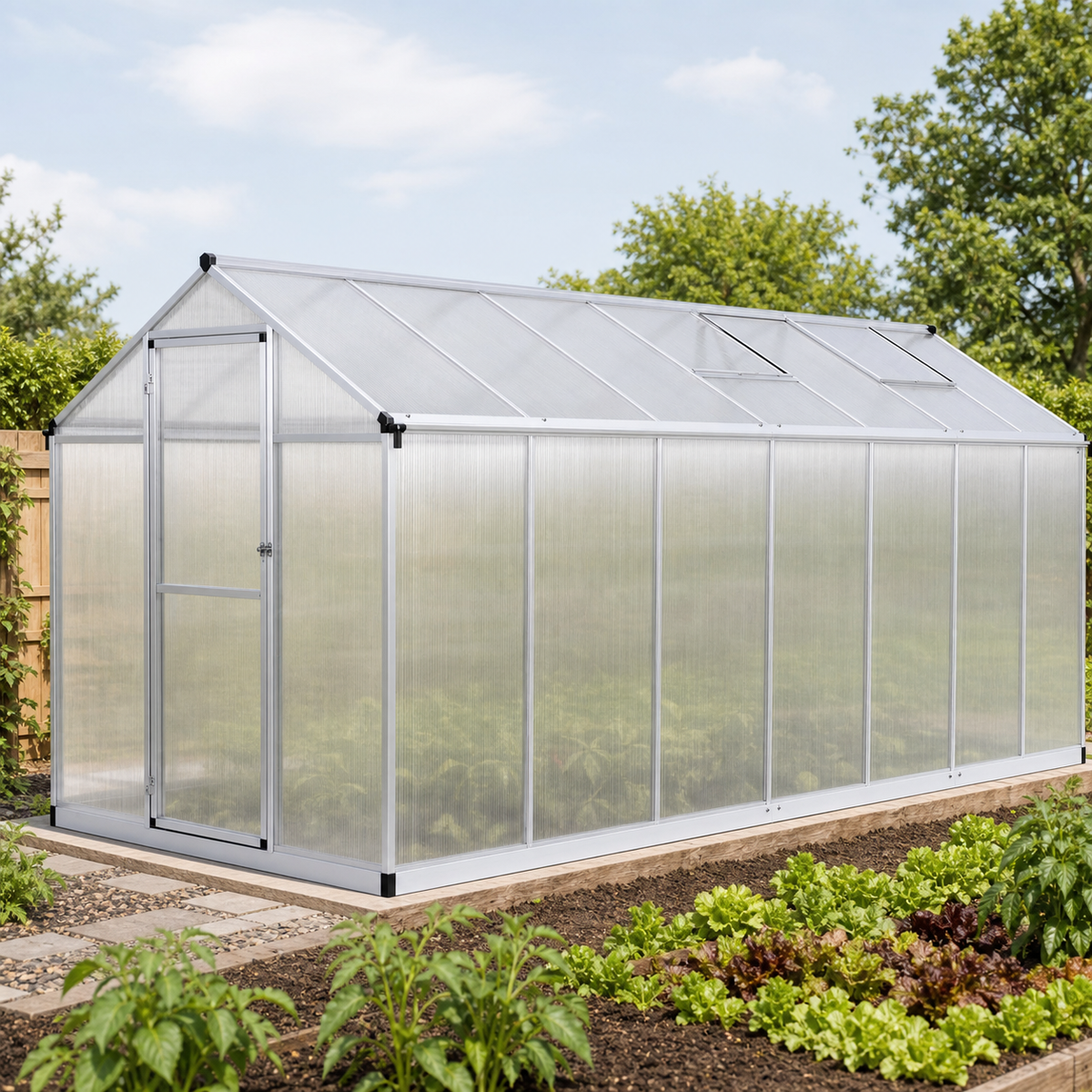 Serre de jardin 8 m² en aluminium avec aérations | Atelier Solarya