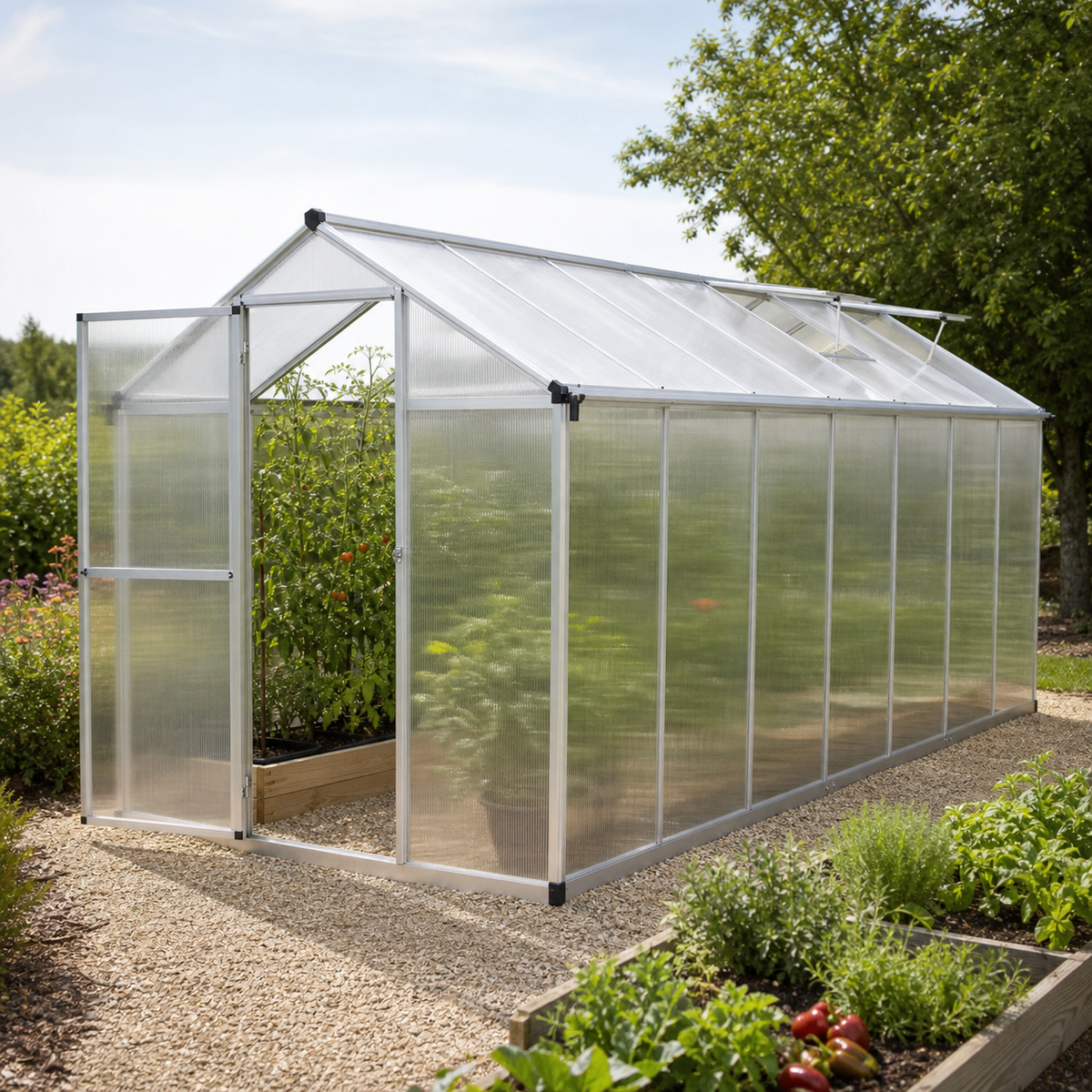 Serre de jardin 8 m² en aluminium avec aérations | Atelier Solarya