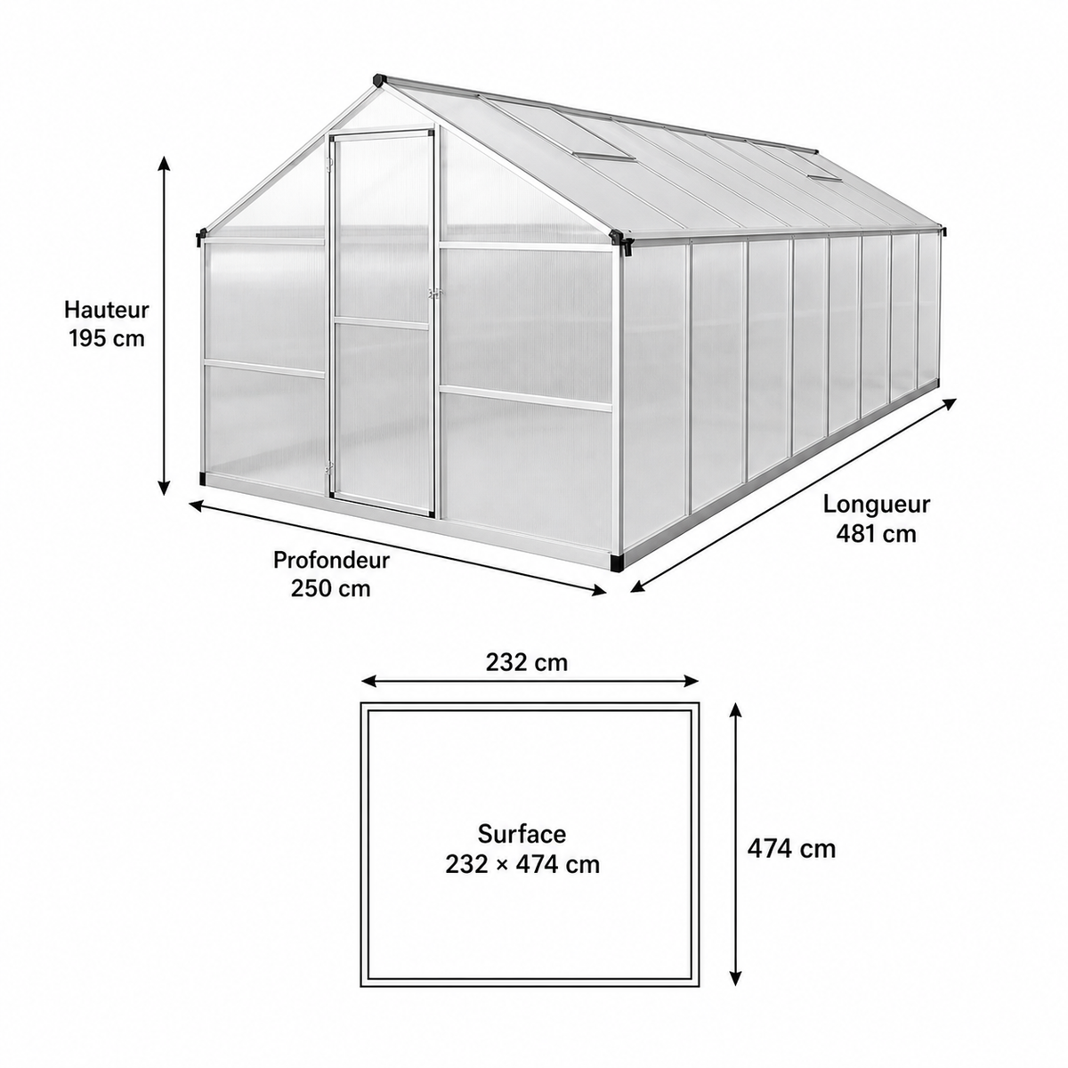 Serre de jardin 12,03 m² en polycarbonate | Atelier Solarya