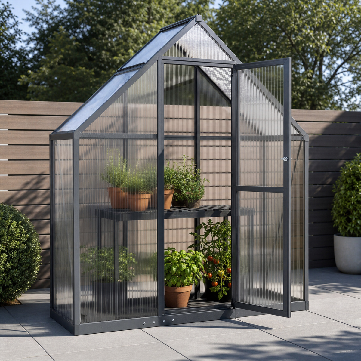 Serre de jardin 169 x 58 x 195 cm anthracite en aluminium | Atelier Solarya