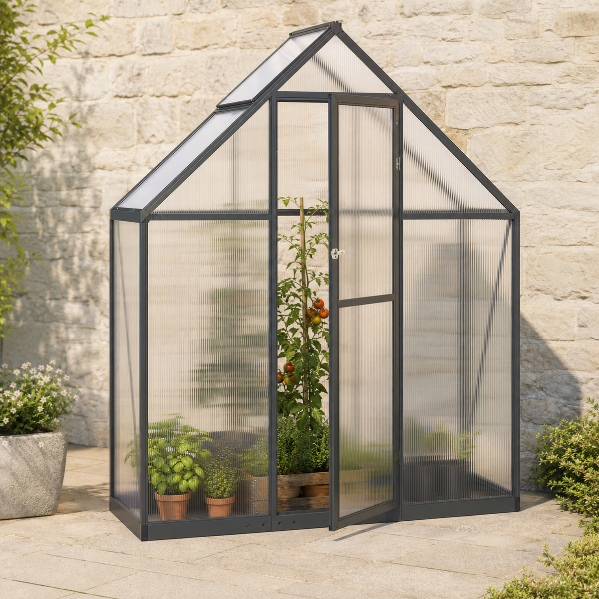 Serre de jardin 169 x 58 x 195 cm anthracite en aluminium | Atelier Solarya