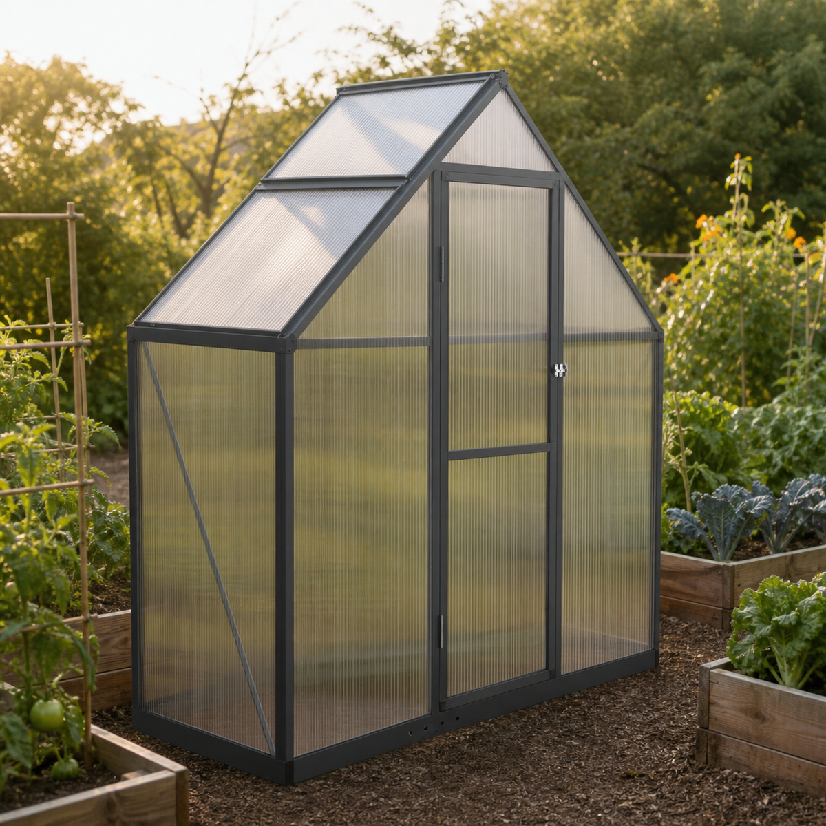 Serre de jardin 169 x 58 x 195 cm anthracite en aluminium | Atelier Solarya