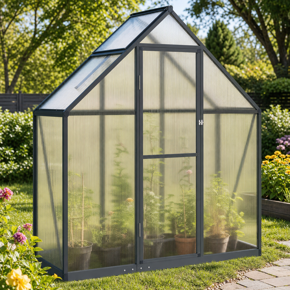 Serre de jardin 169 x 58 x 195 cm anthracite en aluminium | Atelier Solarya