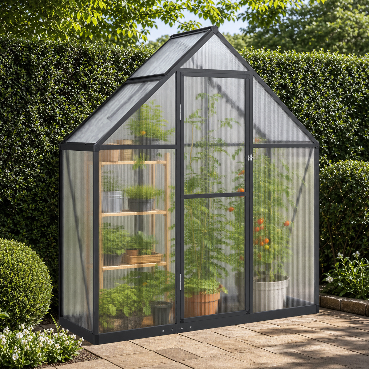 Serre de jardin 169 x 58 x 195 cm anthracite en aluminium | Atelier Solarya