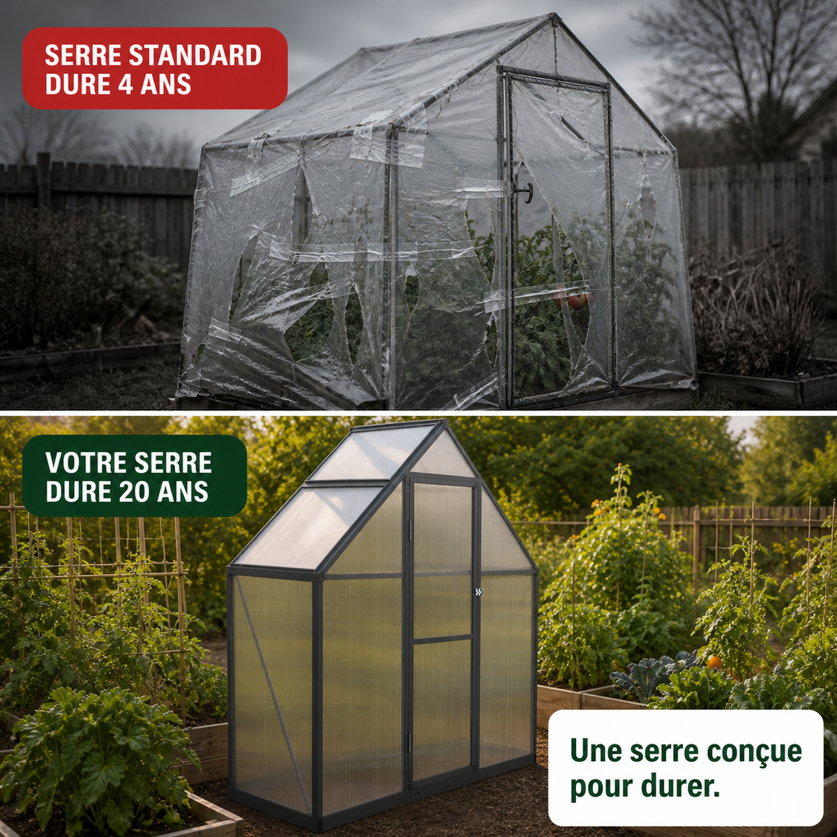 Serre de jardin 169 x 58 x 195 cm anthracite en aluminium | Atelier Solarya