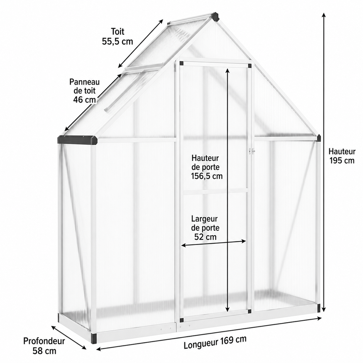 Serre de jardin 169 x 58 x 195 cm en polycarbonate | Atelier Solarya