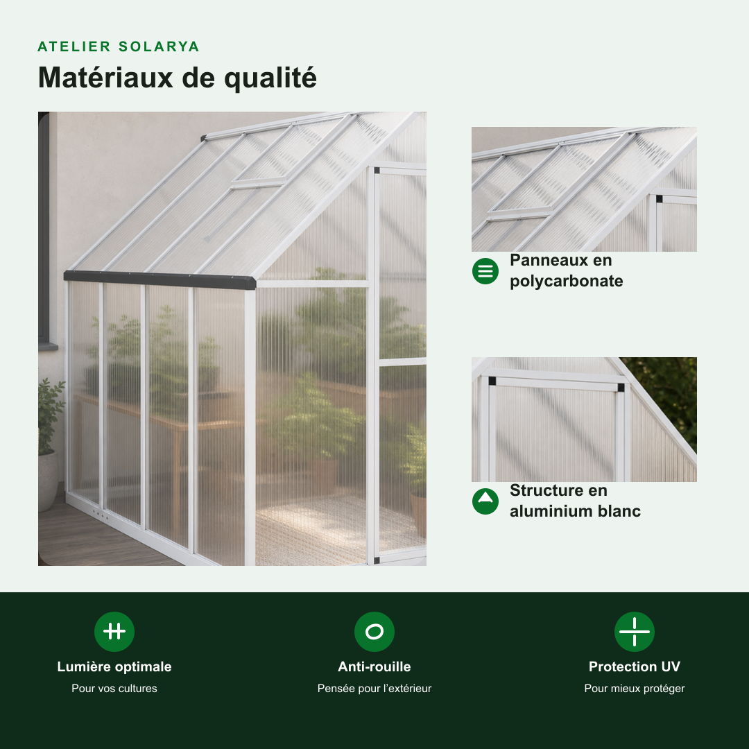 Serre de jardin 3,79 m² en polycarbonate | Atelier Solarya