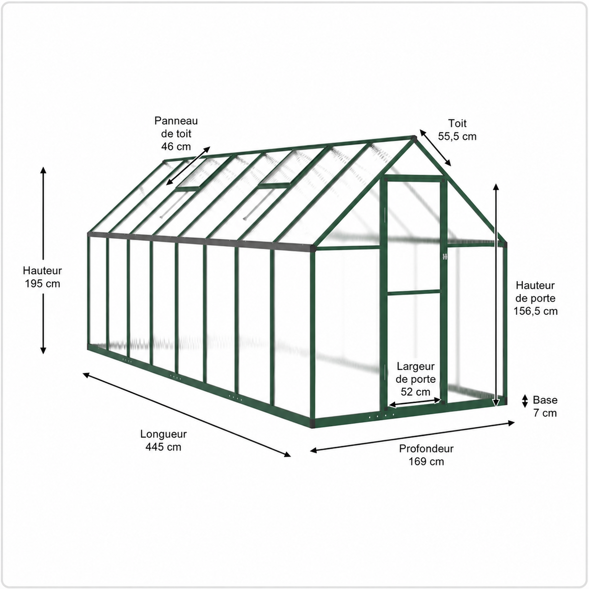 Serre de jardin verte 7,52 m² en polycarbonate | Atelier Solarya