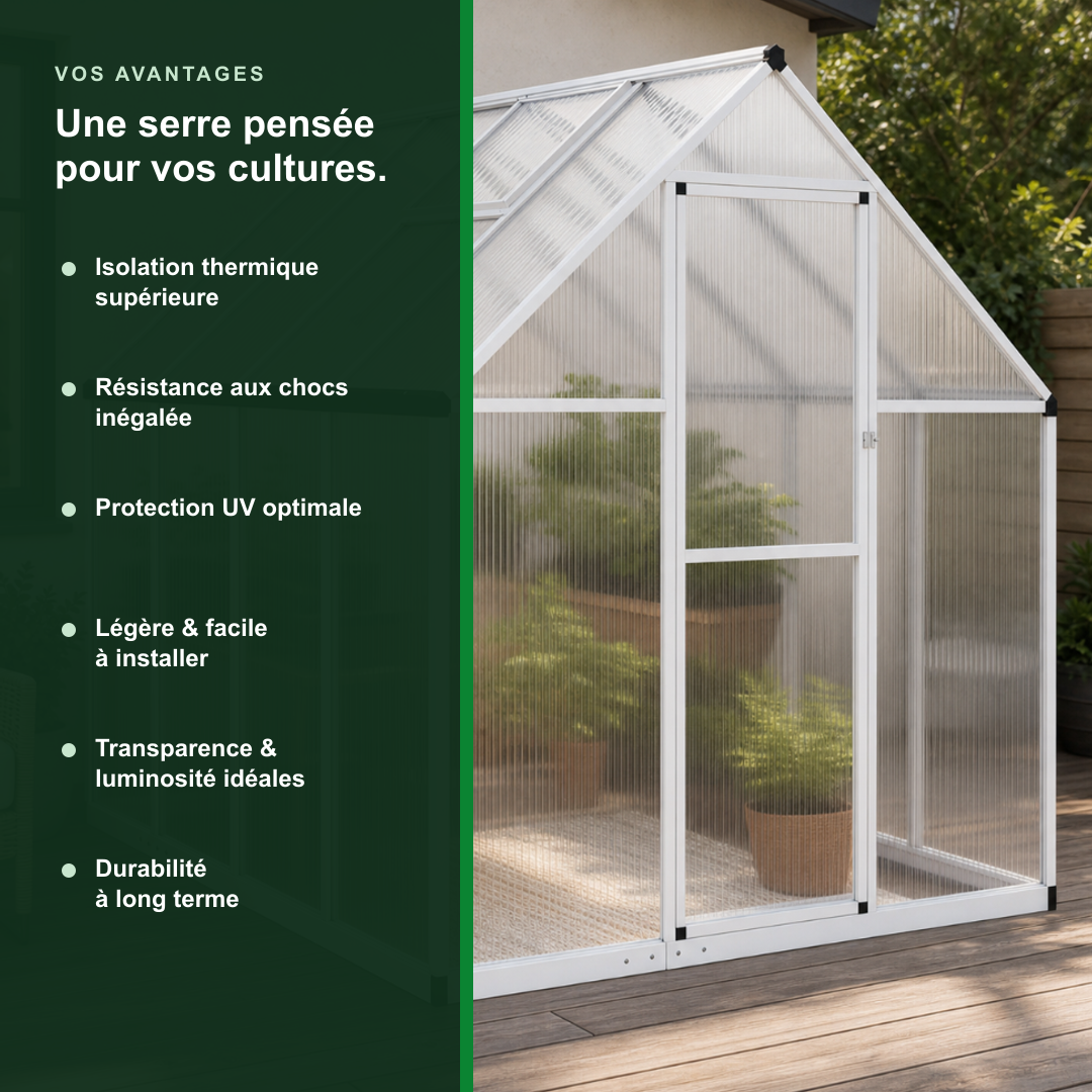 Serre de jardin 3,79 m² en polycarbonate | Atelier Solarya