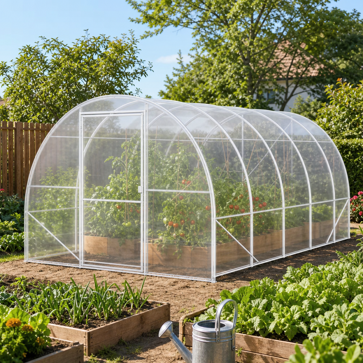 Serre tunnel de jardin 12 m² avec 2 portes | Atelier Solarya