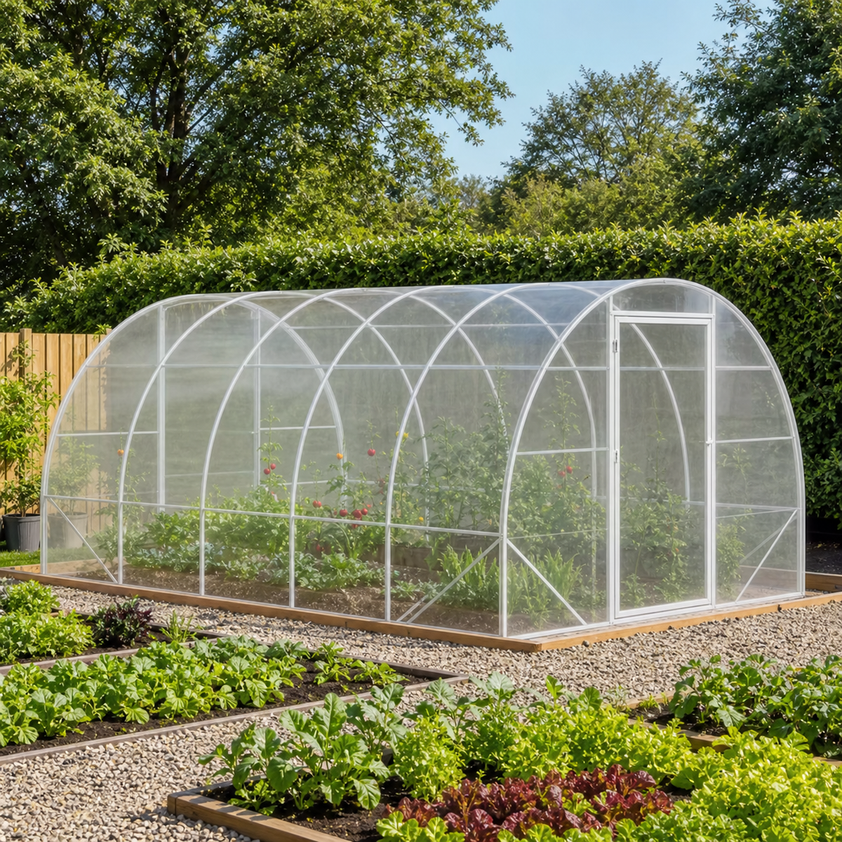 Serre tunnel de jardin 12 m² avec 2 portes | Atelier Solarya