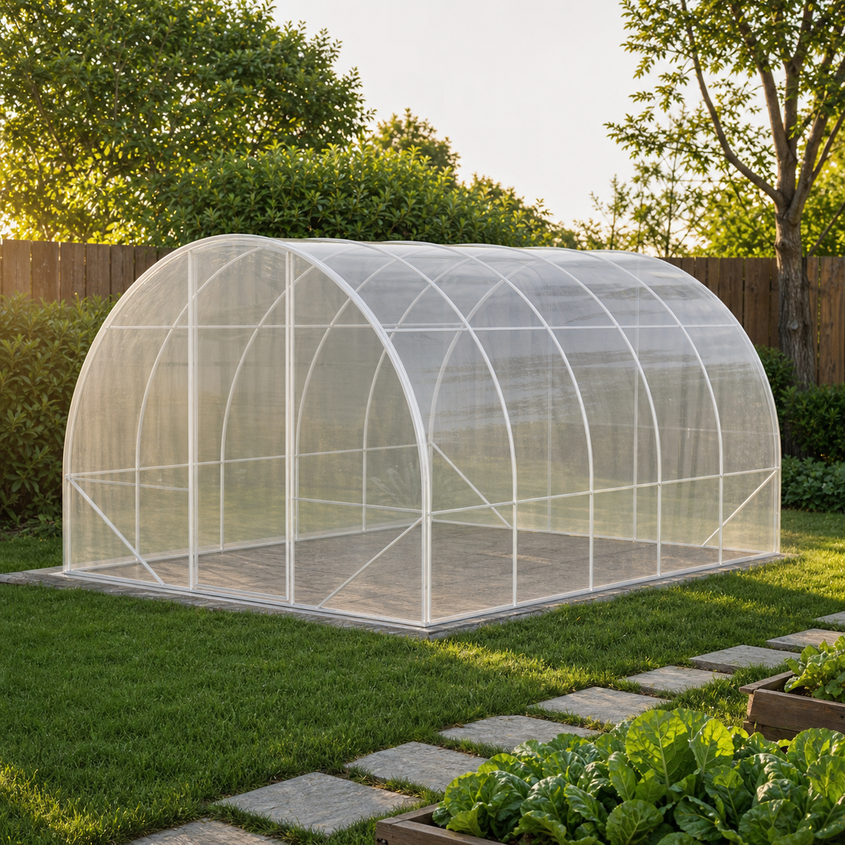 Serre tunnel de jardin 12 m² avec 2 portes | Atelier Solarya