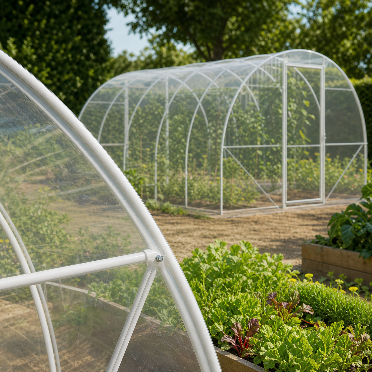 Serre tunnel de jardin 12 m² avec 2 portes | Atelier Solarya