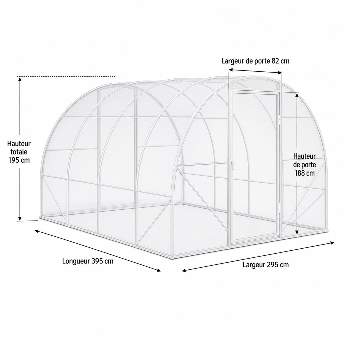 Serre tunnel de jardin 12 m² avec 2 portes | Atelier Solarya
