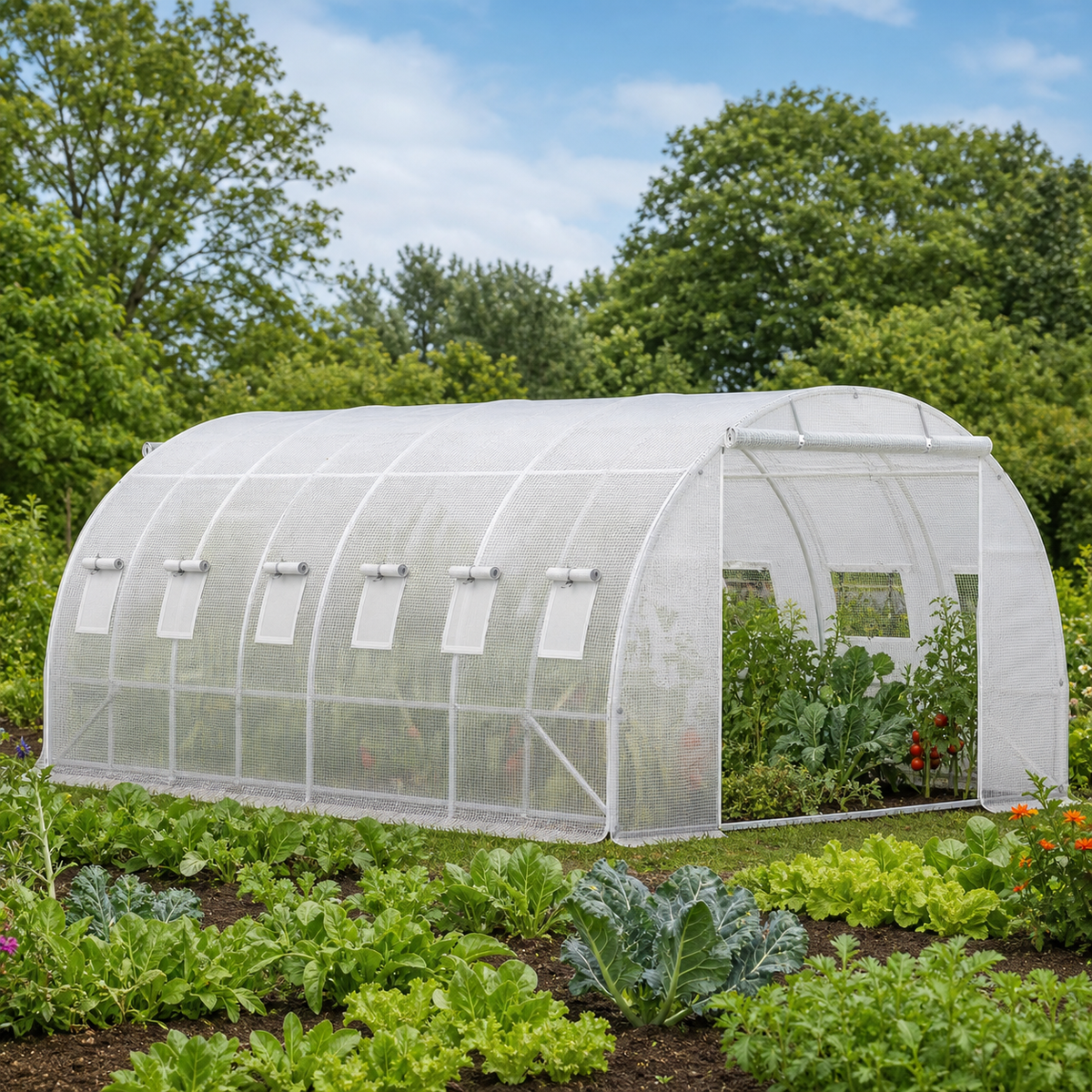 Serre tunnel de jardin 18,3 m² en acier galvanisé | Atelier Solarya