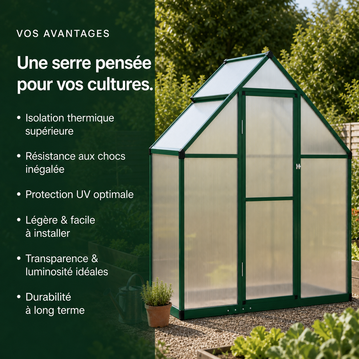 Serre de jardin 169 x 58 x 195 cm en aluminium | Atelier Solarya