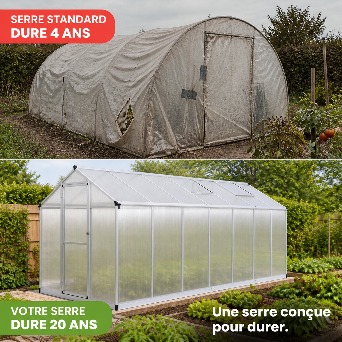 Serre de jardin 8 m² en aluminium avec aérations | Atelier Solarya