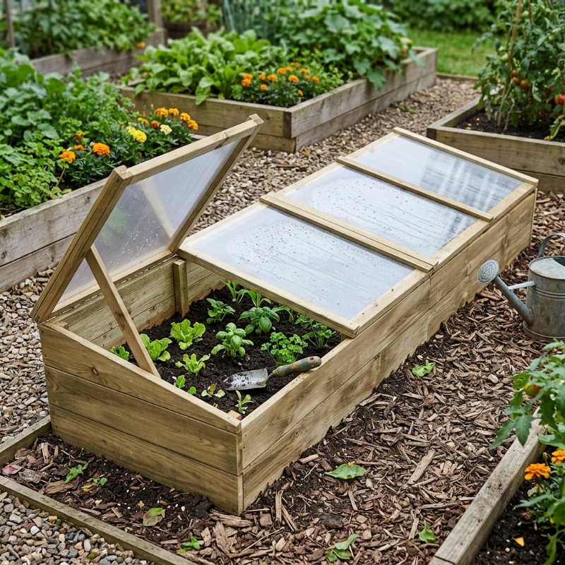 Serre de jardin 200 x 50 x 35 cm en pin imprégné avec toit | Atelier Solarya