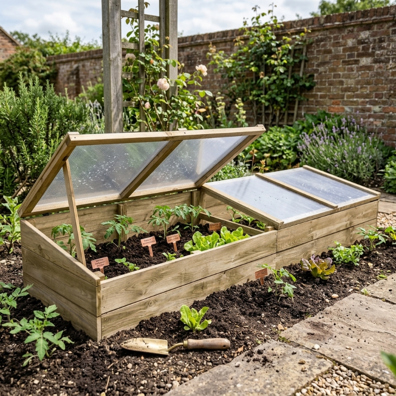 Serre de jardin 200 x 50 x 35 cm en pin imprégné avec toit | Atelier Solarya